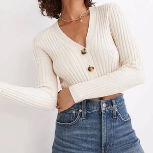 Madewell cardigan sweater, buttons in the front, cream color